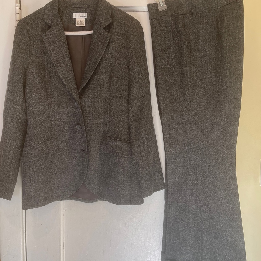 H&M Gray Tweed Blazer and Pants Suit Set